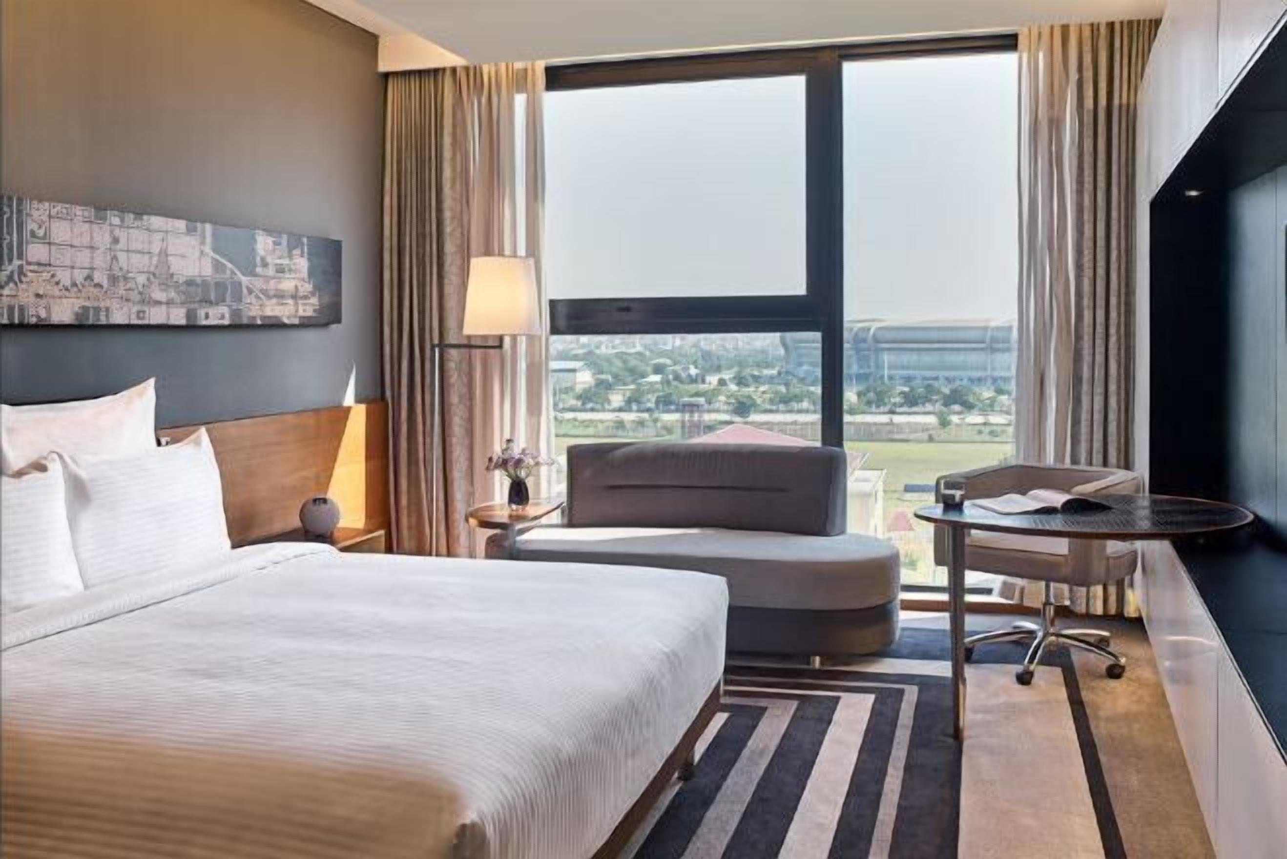 Premium bedding, minibar, desk, laptop workspace