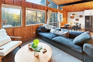 TV, fireplace, video games, table football - Moonridge Basecamp by Destination Big Bear: Close to Bear Mountain Ski Resort! PET FRIENDLY 🐾! Game Room! HOT TUB! EV Charger! (Big Bear Lake)