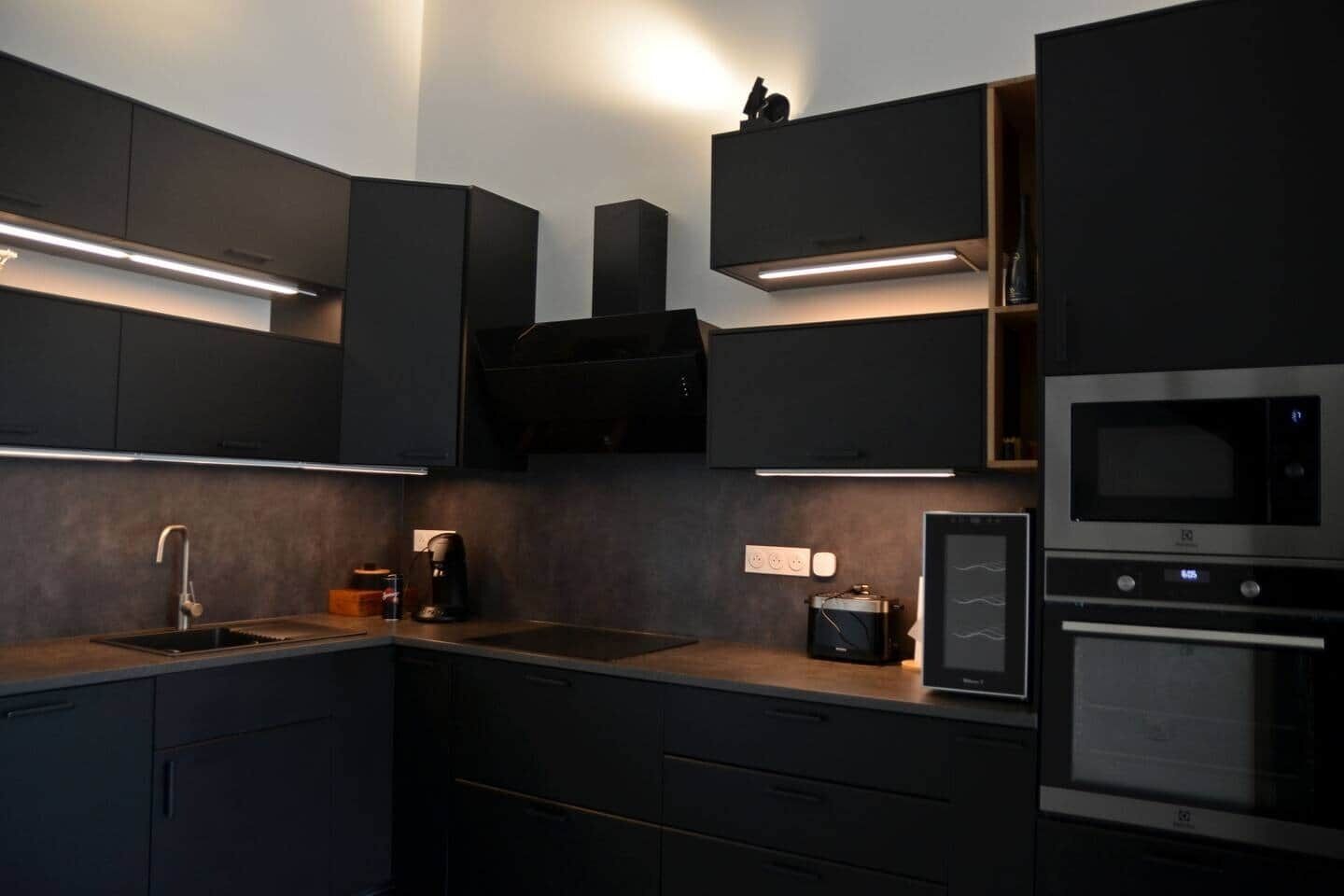 Kühlschrank, Mikrowelle, Ofen, Herdplatte