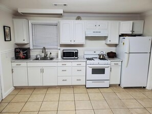 Fridge, microwave, coffee/tea maker, electric kettle