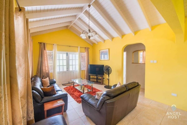 Colorful and comfy living area