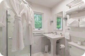 Regadera, amenidades de baño ecológicas, secadora de cabello, bidet