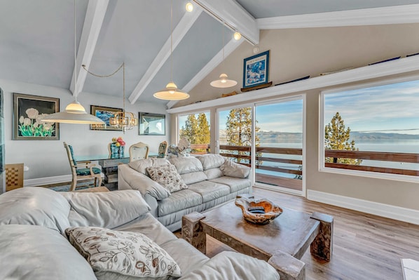 TV, fireplace, books