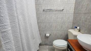 Ducha, toallas, jabón, shampoo