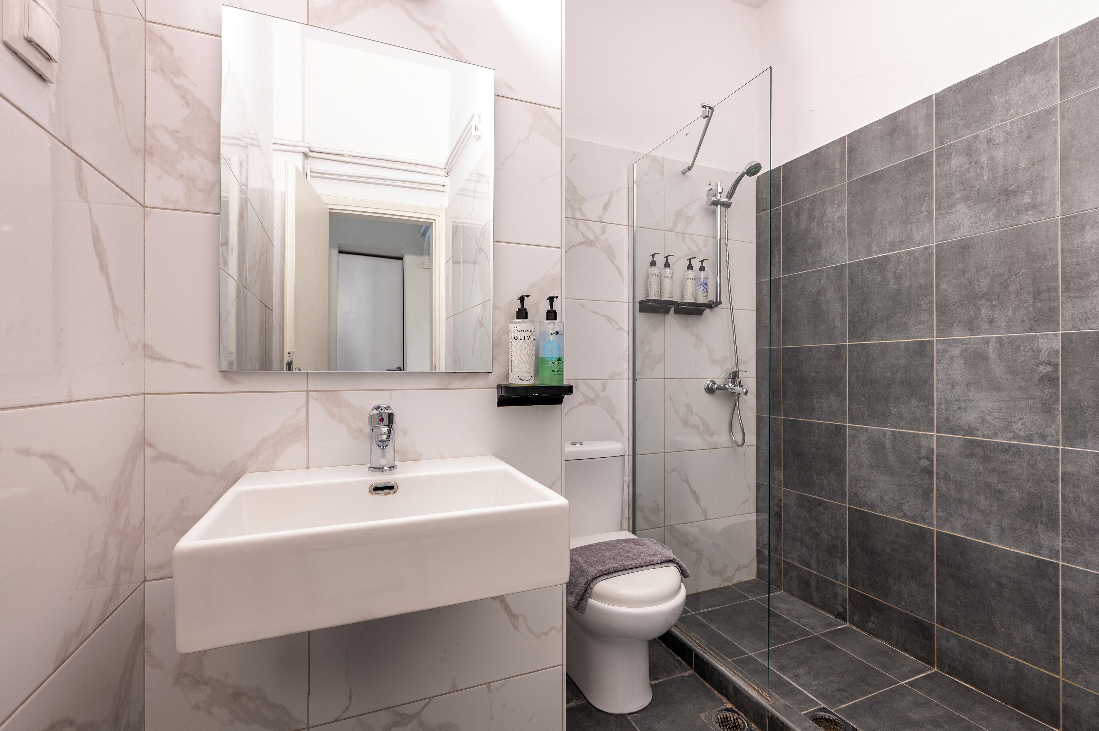 Regadera, amenidades de baño gratuitas, secadora de cabello, toallas 
