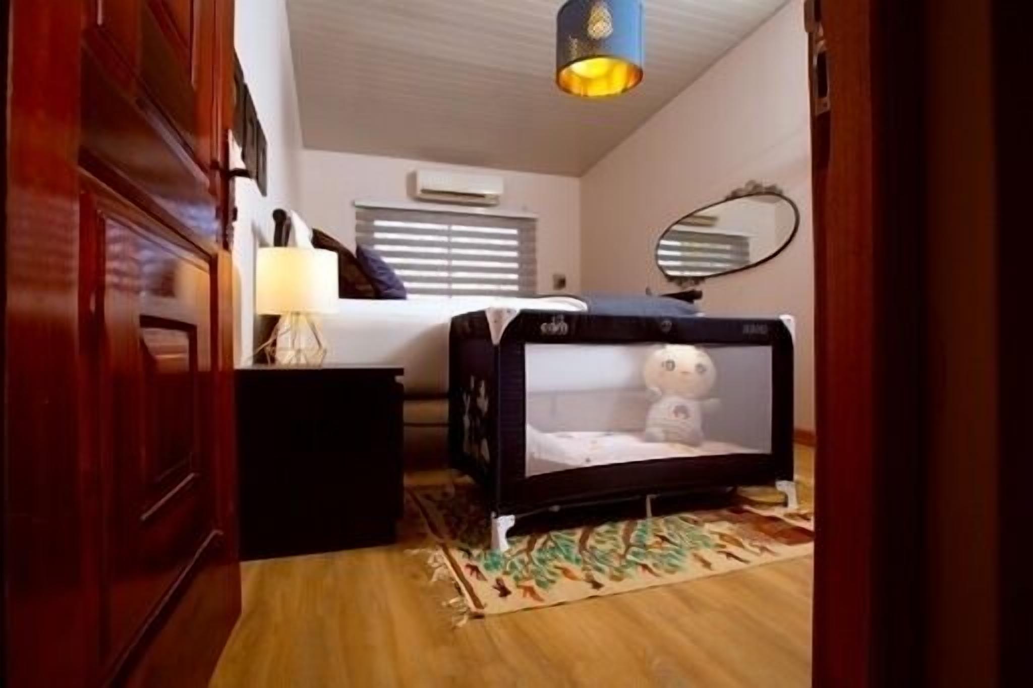 2 bedrooms, in-room safe, iron/ironing board, travel cot