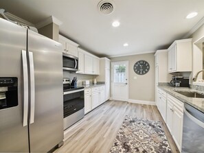 Fridge, microwave, oven, dishwasher