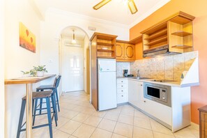 Fridge, microwave, stovetop, coffee/tea maker - Studio Apartment "Mazis Studio A" with Sea View, Balcony & Wi-Fi (Corfu)