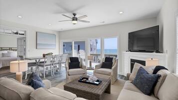 Smart TV, fireplace, video games, books