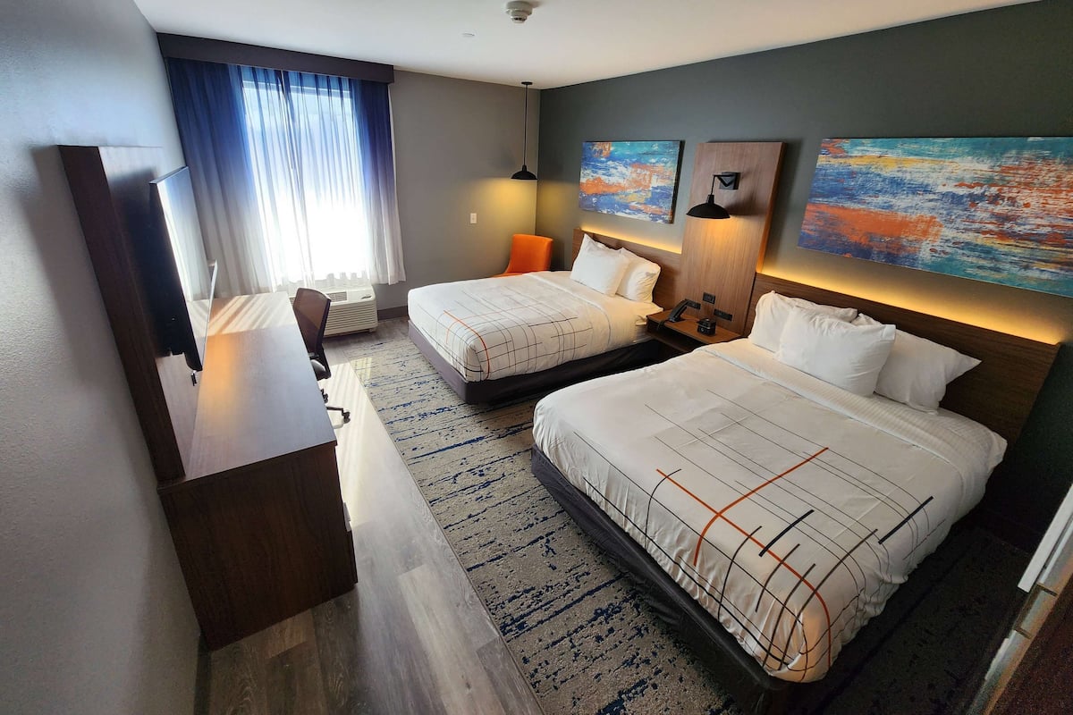 Room, 2 Queen Beds, Non Smoking | 1 bedroom, Egyptian cotton sheets, premium bedding, desk