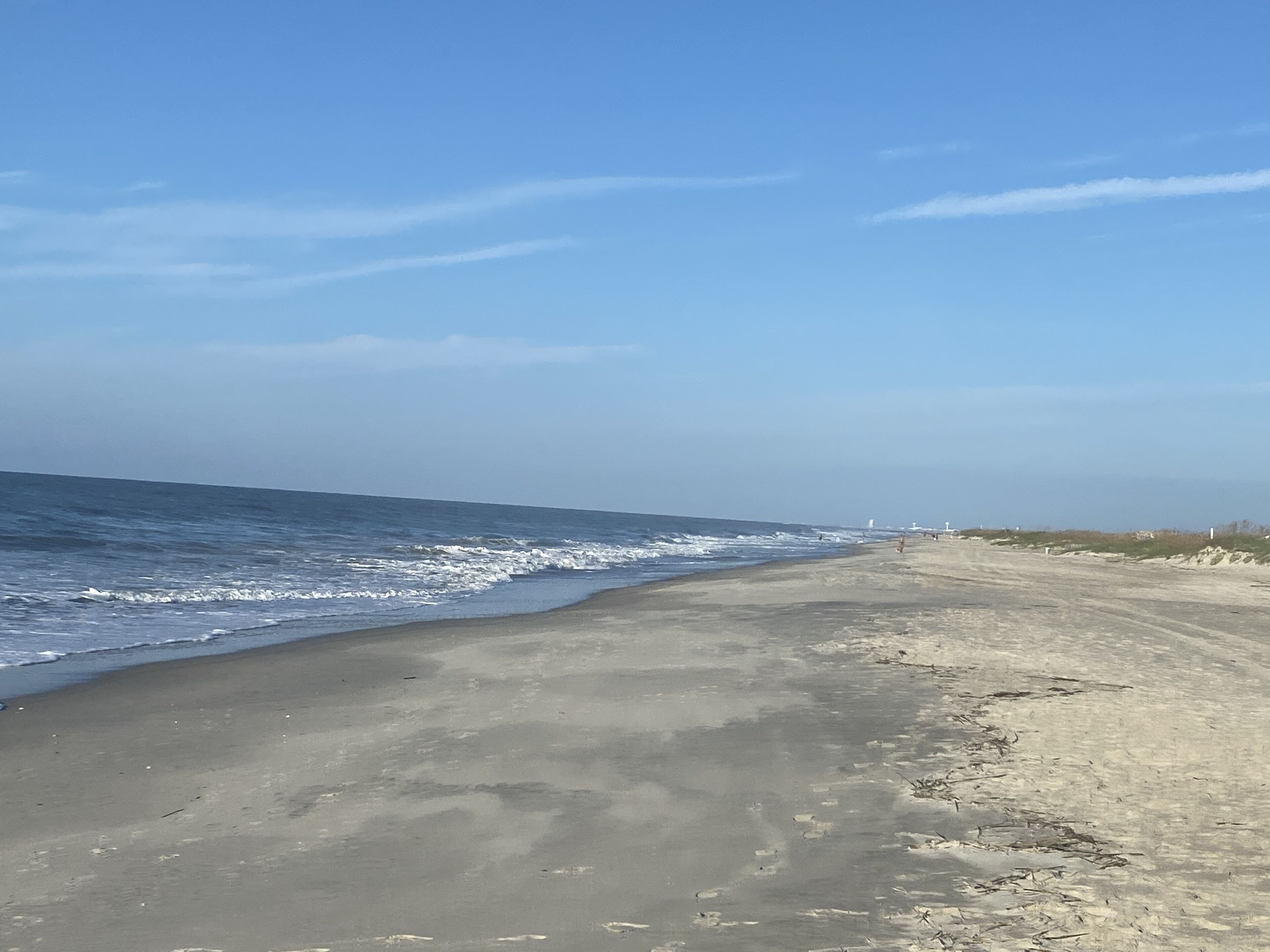 A beach with a sandy shore and the ocean.