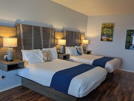 Double Room, 2 Queen Beds, Patio, Canal View | Iron/ironing board, WiFi (free), bed sheets