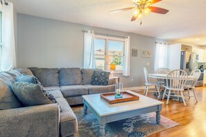 TV, fireplace, foosball