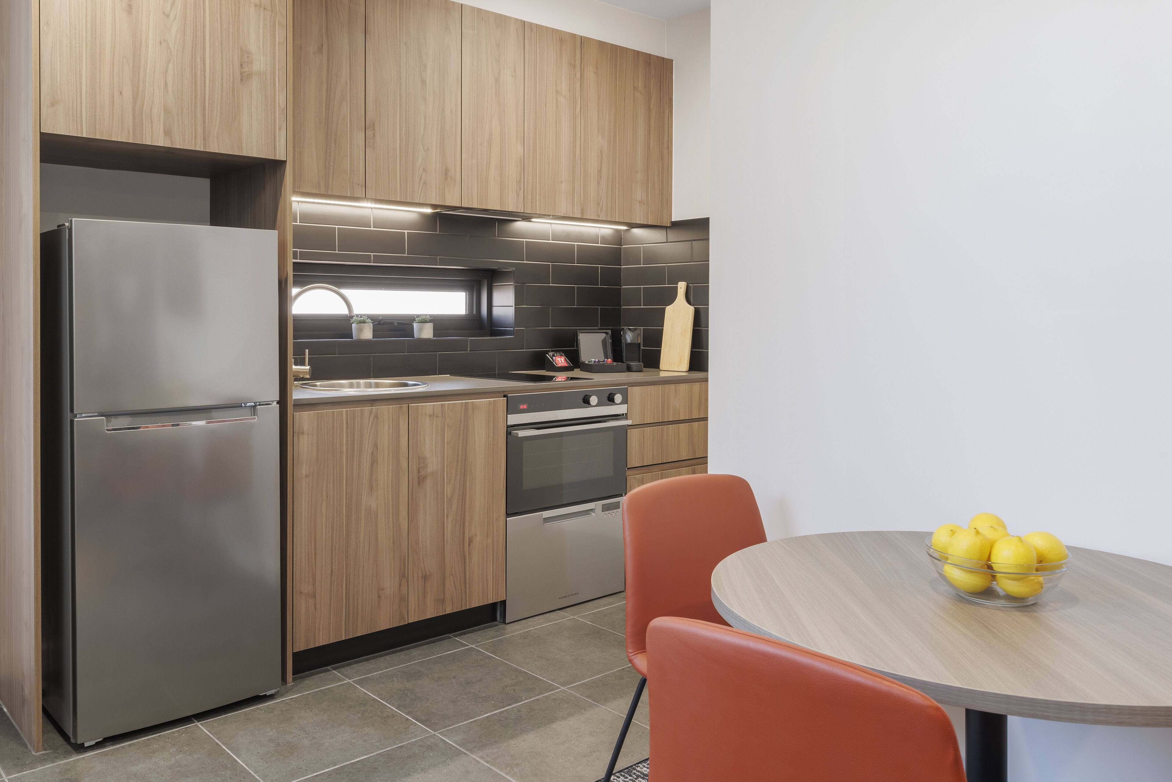 superior one bedroom apartment | private kitchen | full-sized fridge, microwave, oven, stovetop