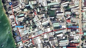 A satellite view of a residential area with marked locations for Hên ChillHouse and Hêm cafe KP9. - Phu Quoc Harbour View Villa (Phu Quoc)