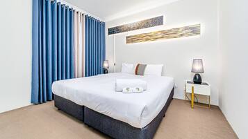 1 bedroom, blackout curtains, iron/ironing board, free WiFi
