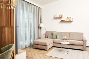 Superior Apartment, 1 Bedroom, Non Smoking, Kitchen | Living area | 43-inch flat-screen TV with digital channels, TV, streaming services