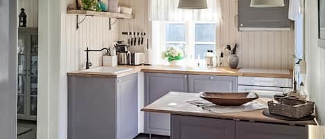 Fridge, oven, dishwasher, coffee/tea maker