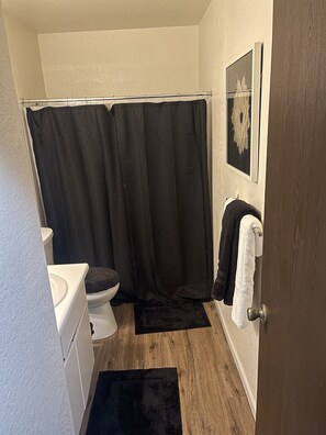 Ensemble douche/baignoire, sĂšche-cheveux, bidet, serviettes fournies
