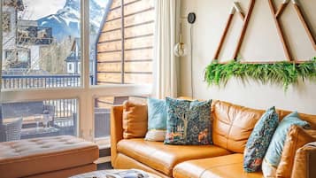 Smart TV, chimenea y libros