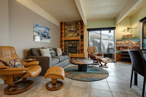 TV, fireplace - CB111 | Nice Furnishings | Views | Pool/Hot Tub | Ski In/Out | Winter Shuttle (Steamboat Springs)