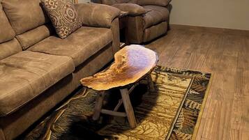 Smart TV, fireplace, DVD player, video library