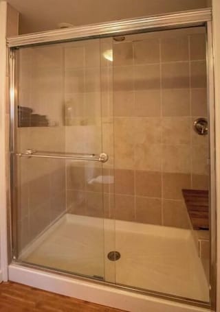 Shower, towels, soap, shampoo. The Studio at the Inn at High Falls