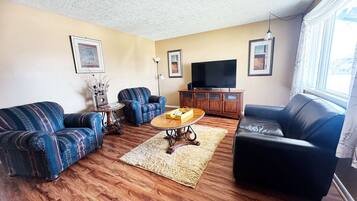 Smart TV, DVD player, books, video library