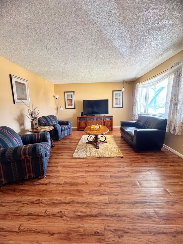 Smart TV, DVD player, books, video library