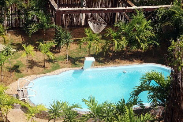Outdoor pool, pool loungers