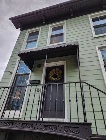 Exterior detail. 5 minute walk to downtown. Cozy family sized home with everything you need.