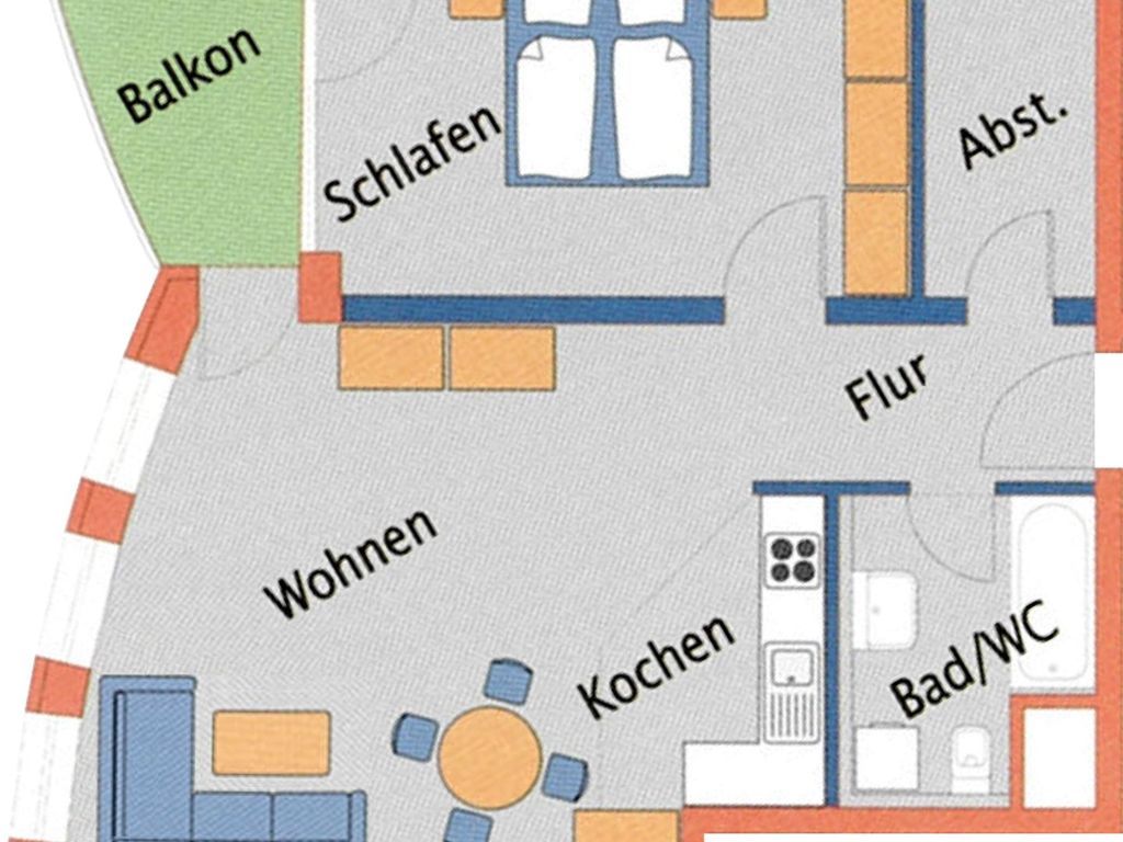 Un hôtel dont les chambres sont aménagées avec un balcon, un salon, une cuisine, une salle de bain et un espace douche.