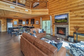 Smart TV, fireplace, table football