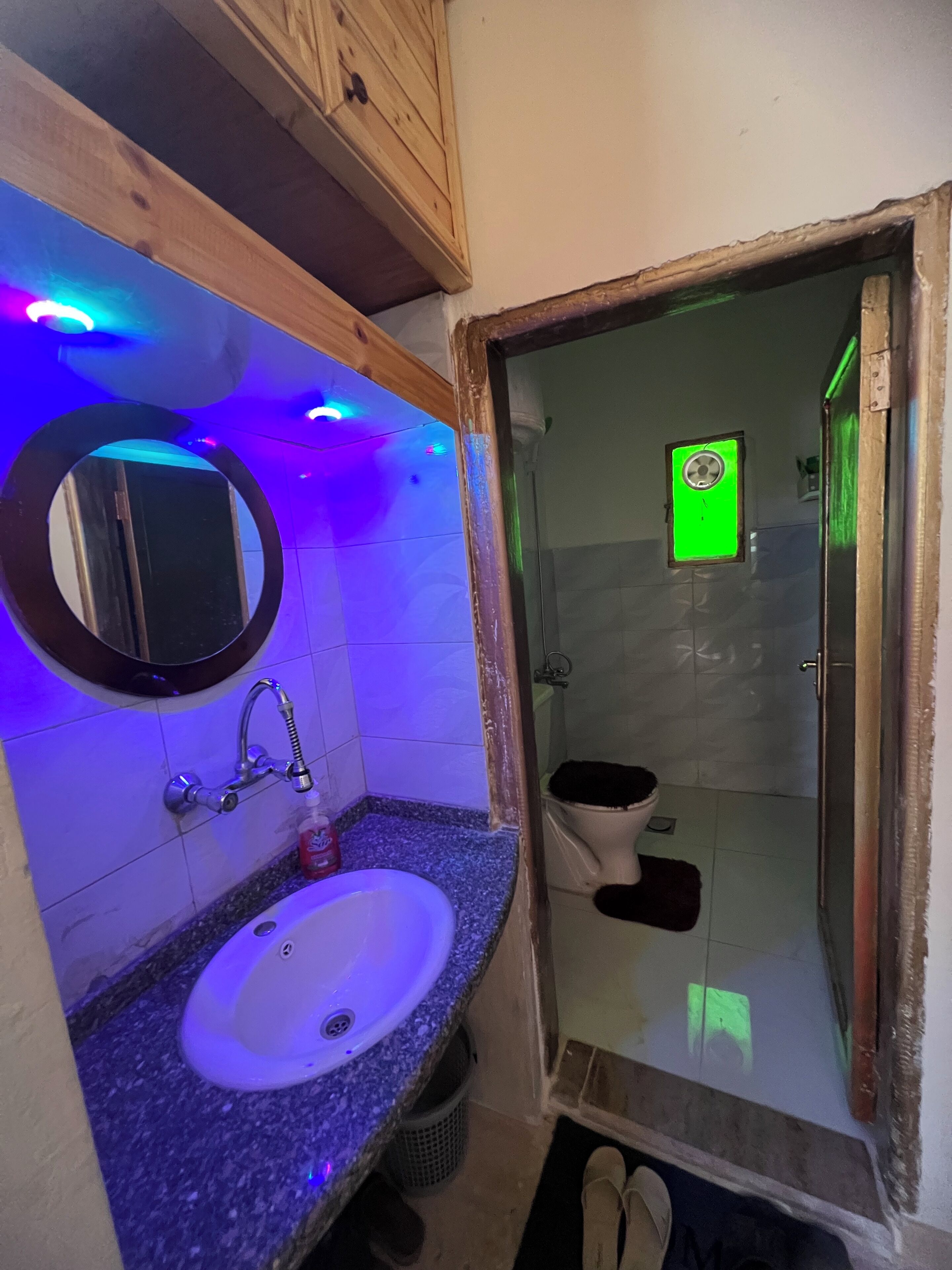 Shower, bidet, towels, soap