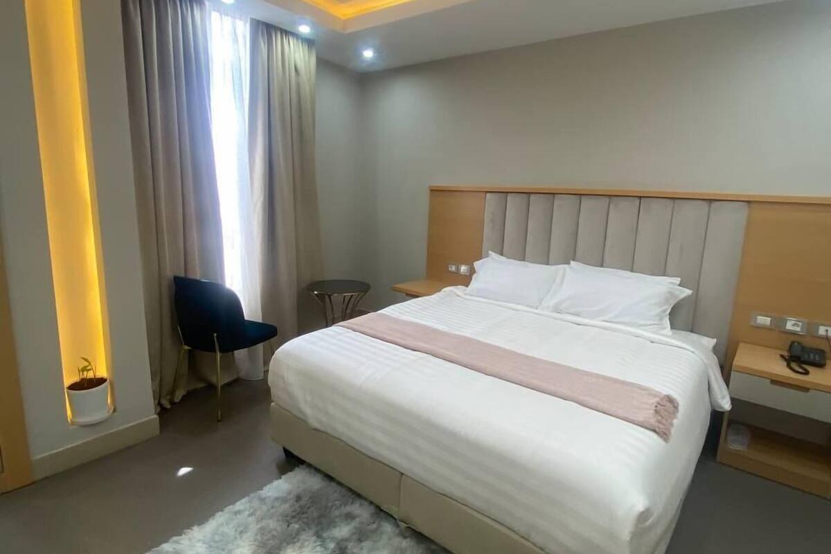 In-room safe, desk, laptop workspace, blackout drapes