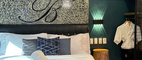 Deluxe-Studiosuite, 1 King-Bett und Schlafsofa | Bettwäsche aus ägyptischer Baumwolle, hochwertige Bettwaren