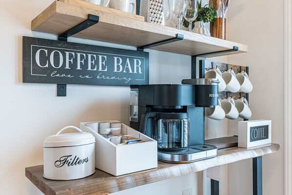 Enjoy a freshly brewed cup at the in-room coffee bar, complete with a coffee machine and all the essentials.