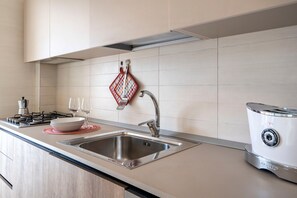Fridge, oven, stovetop, dishwasher