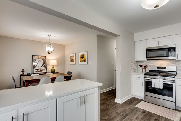 Fridge, microwave, oven, dishwasher