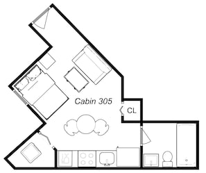 Floor plan - Cabin 305 by 747 Lofts (Chicago)
