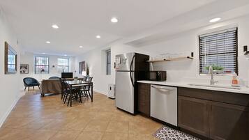 Fridge, microwave, oven, dishwasher