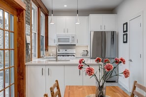Fridge, microwave, oven, dishwasher