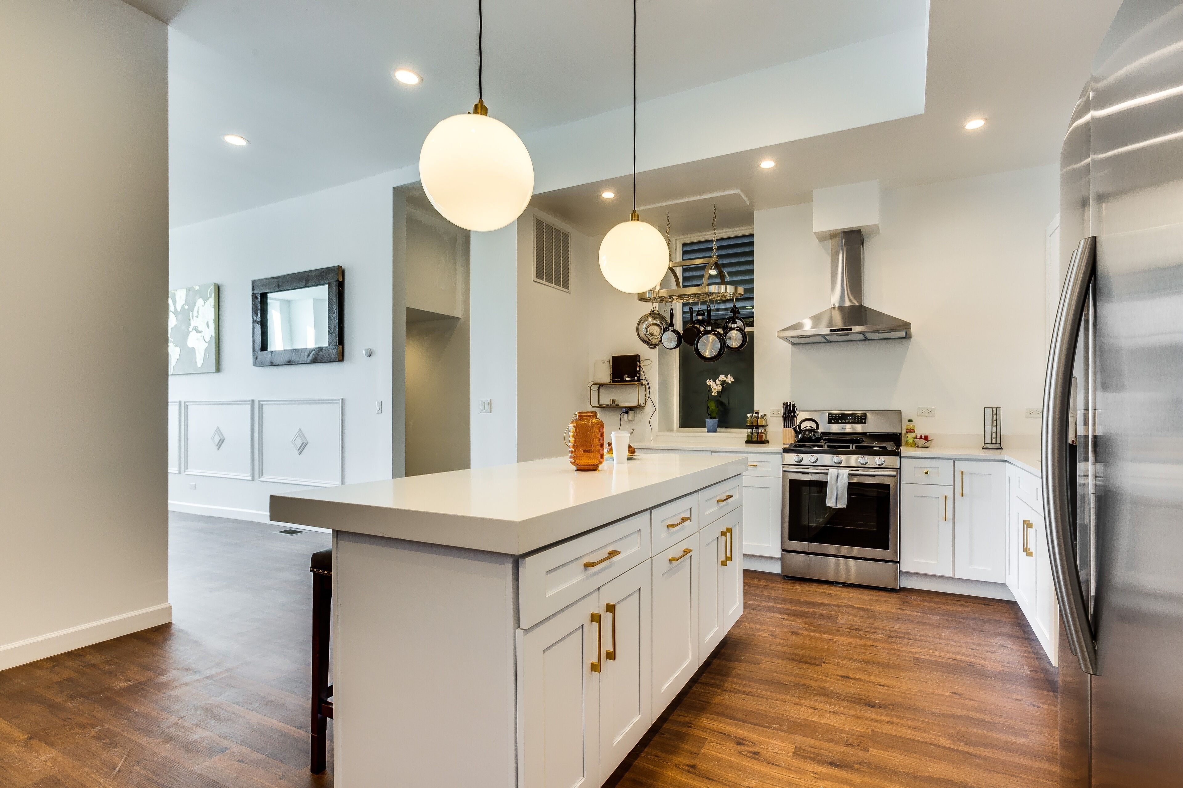 Fridge, microwave, oven, dishwasher