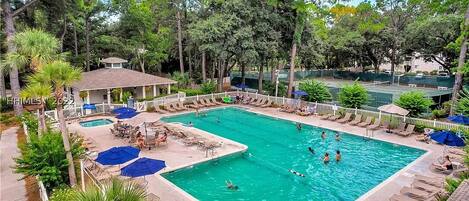 Piscine extérieure, piscine chauffée