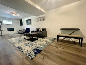 Smart TV, video games, foosball, books