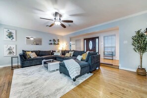 TV, fireplace, video games, books