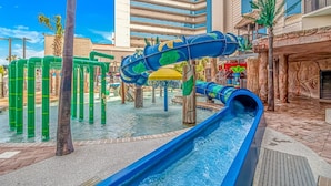 A water park with slides and climbing structures. - Ocean Reef 303 (Myrtle Beach)