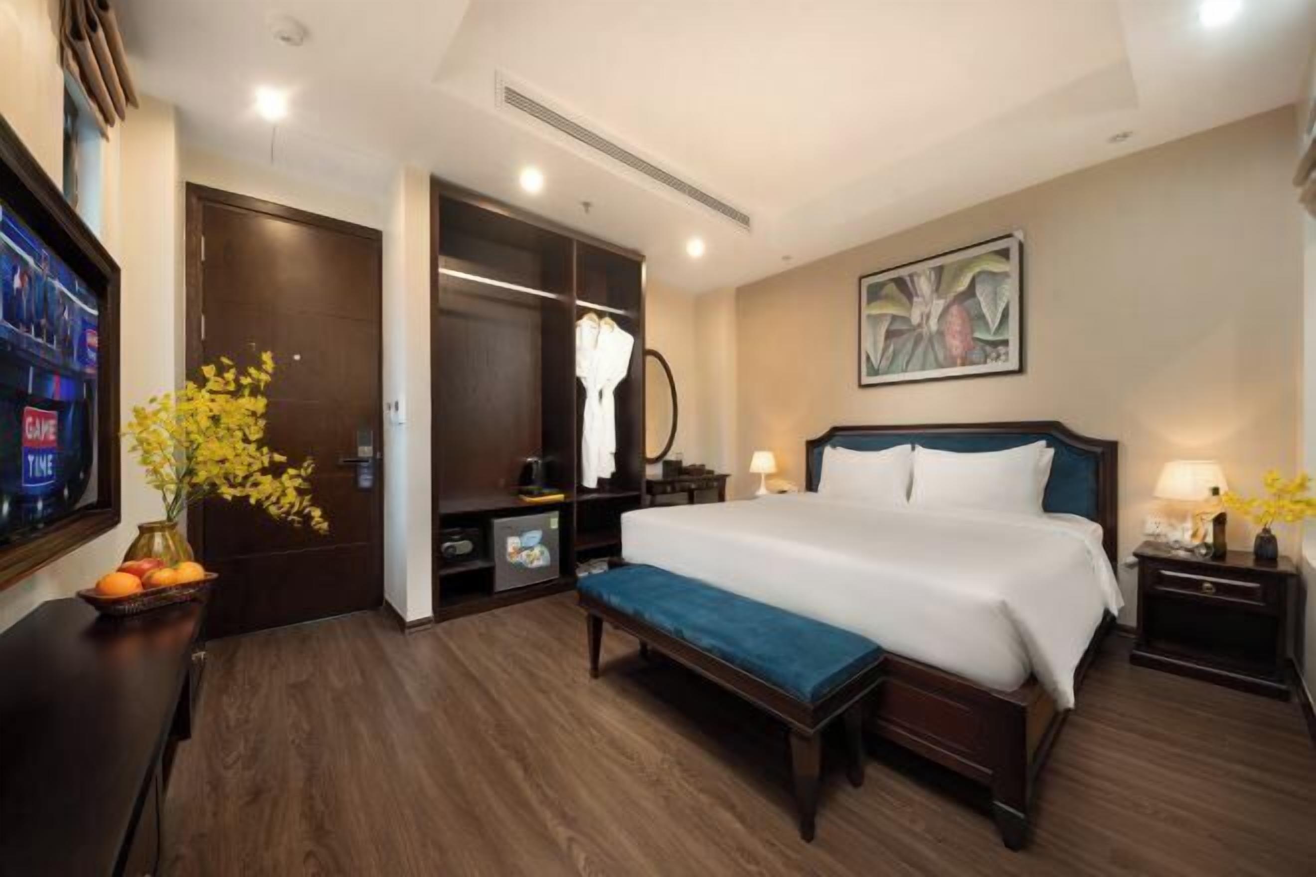 Premium bedding, down duvets, memory-foam beds, minibar