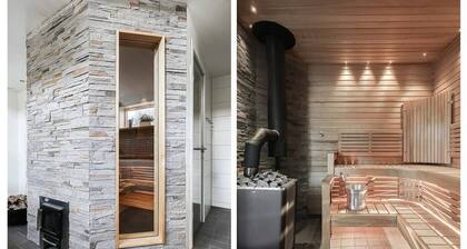 Spa cabin with jacuzzi and firewood sauna