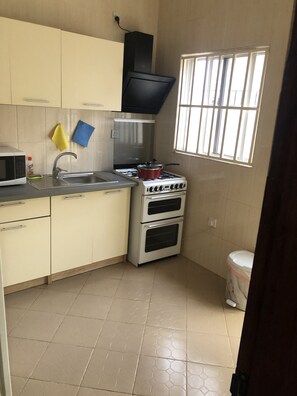 Fridge, microwave, oven, electric kettle